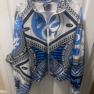 Nike Women's Blue Black White Graphic Zip Bomber Jacket